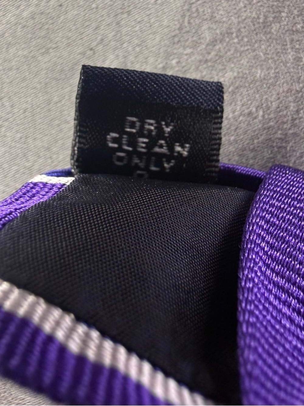 J.Crew Purple Blue Silver 100% Silk Striped Tie Handmade Wedding Guest Office - Picture 6 of 7